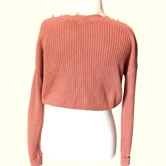 Francesca’s moon & madison Frayed Hem Reversible Pink Cotton Cardigan sz S - Picture 2 of 12